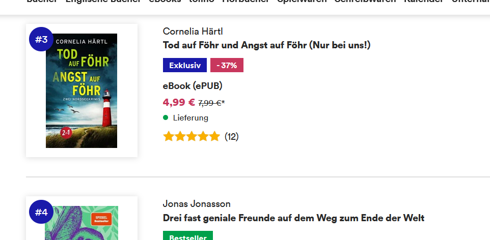 Bestseller-Platz für Nordseekrimis